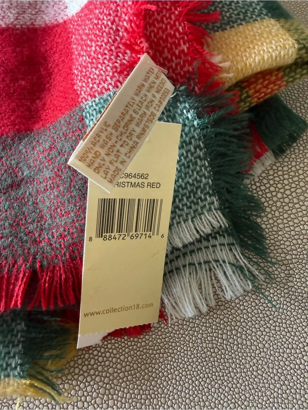 Cozy Plaid Holiday Throw or Wrap in Red, Green & White
